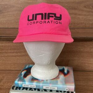 Vintage Deadstock 1990's Hot Pink Logo Baseball Hat Snapback Unify Corporation